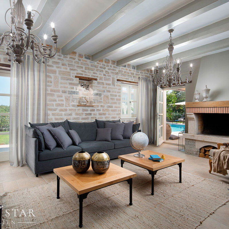 Luxusvilla mit Pool Istrien kaufen Wohnzimmer 1