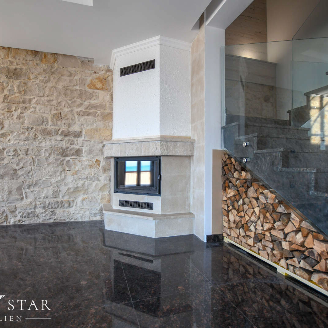 Umag Istrien Luxusimmobilie kaufen Haus am Meer-Zimmer OG 2mag Istrien Luxusimmobilie kaufen Haus am Meer - Kamin